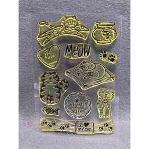 Hero Arts CL135 Cat-Themed Clear Stamps - Mischief Maker Meow Fishbowl & Paw Pri